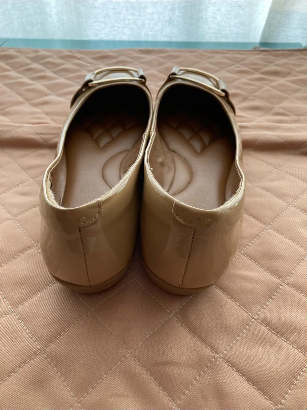Sofft Nude Patent Ballet Flats with Decorative Buckle size 9